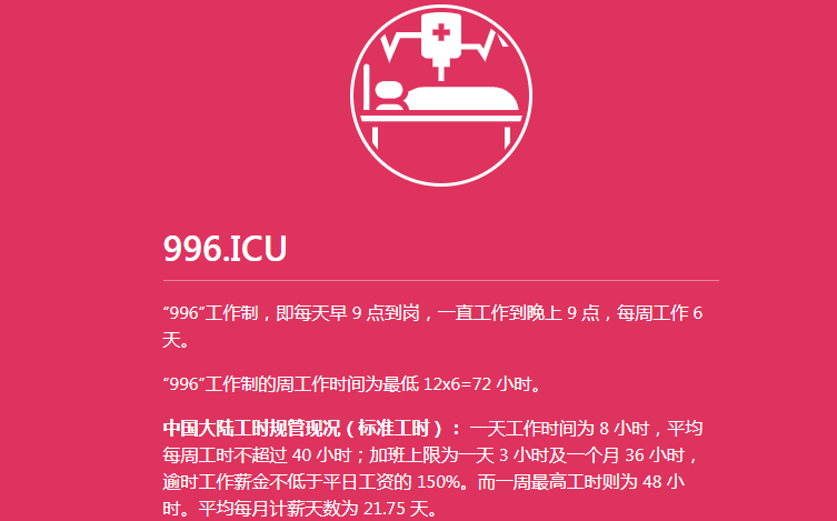 996.ICU_一个程序员为反对996工作制而创建的网站